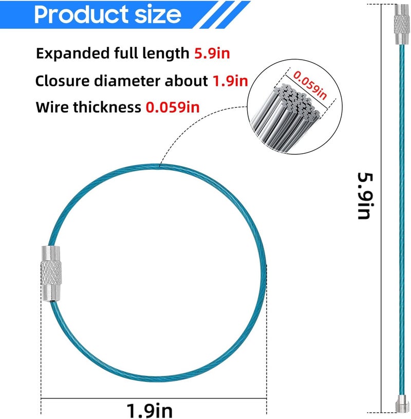 DFTOA 28 Pcs 6 Inch Keychain Accessories - Stainless Steel Wire Ring - Cable Loop Rings for Luggage Tags Loop - ID Tag Keepers - Car Keychain - Colorful - Image 2